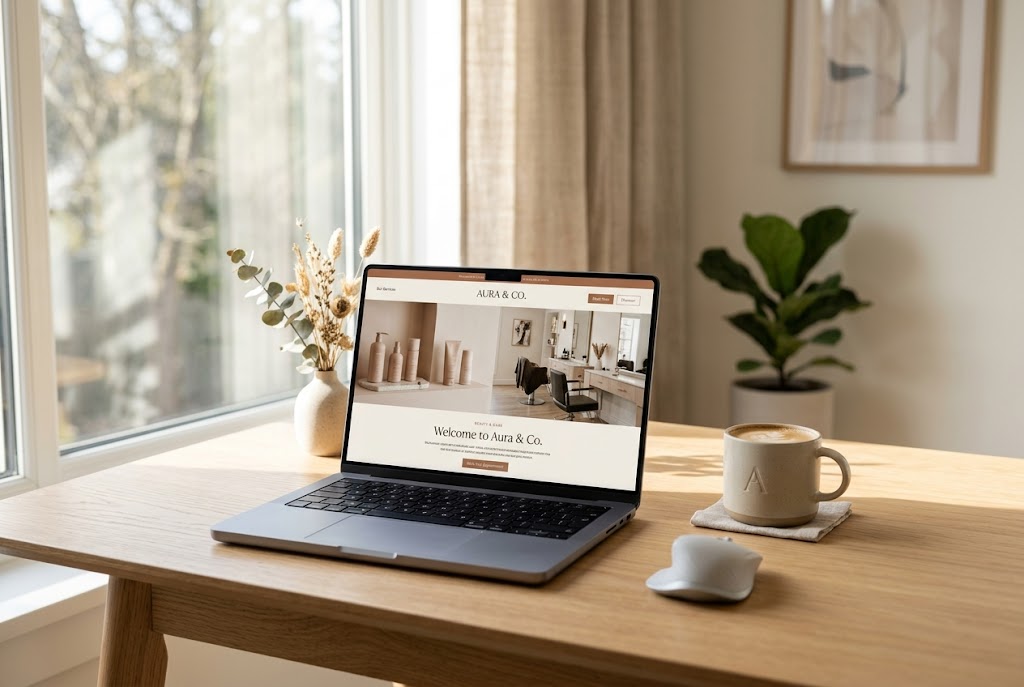 Vorschau einer modernen Friseur-Website auf einem Macbook